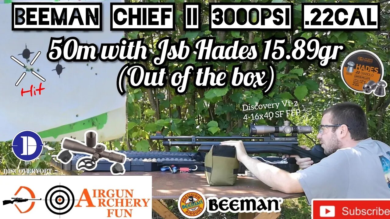 Beeman Chief II Plus-S // 50m "Out of the box" accuracy with Jsb Hades 15.89gr [AirgunArcheryFun]