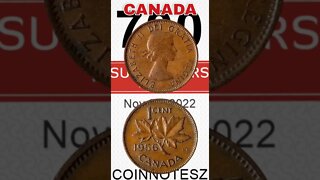 Canada 1 Cent 1956.#shorts #coinnotesz #viral