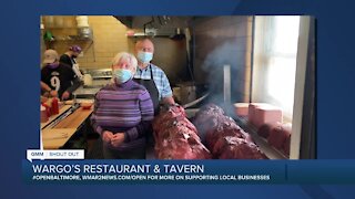 Wargo's Restaurant and Tavern says "We're Open Baltimore!"