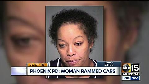 Woman rams into multiple cars in Phoenix