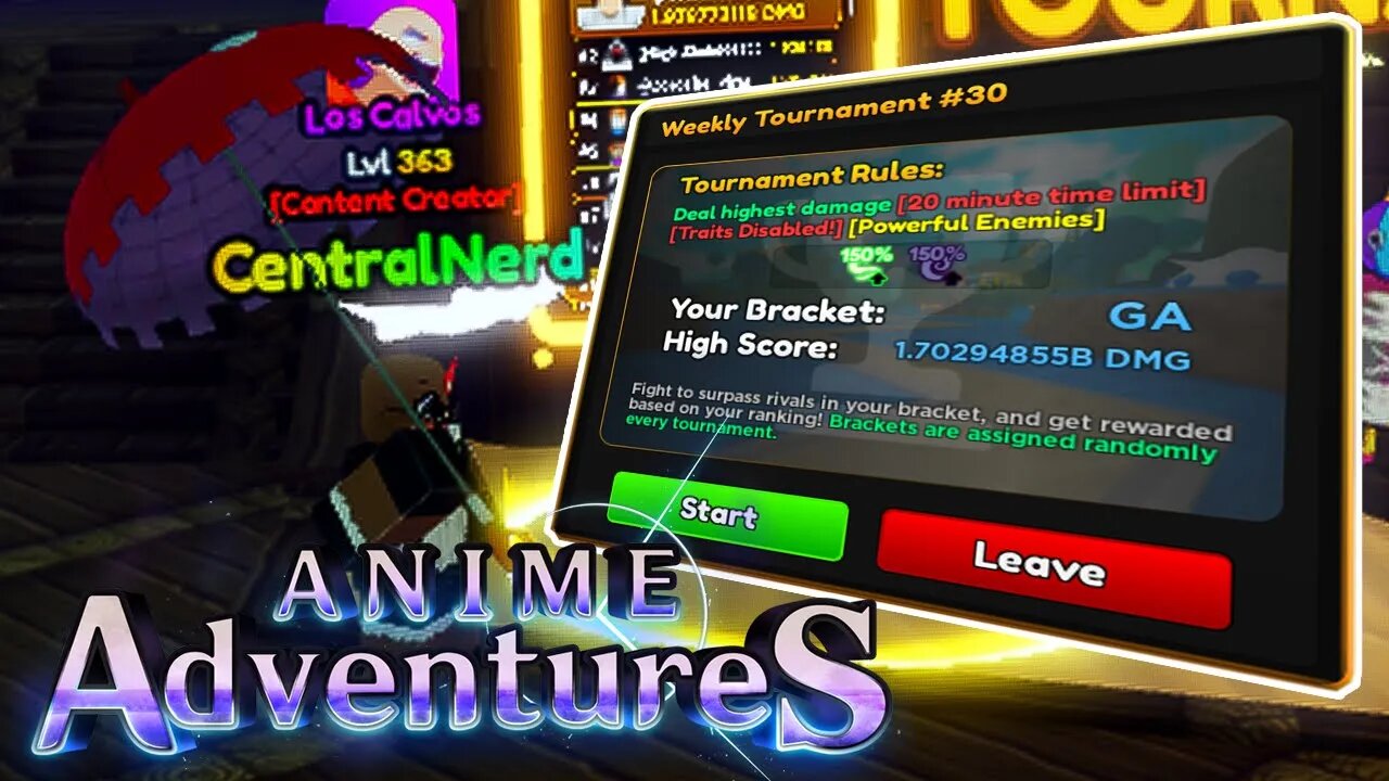 O OBJETIVO DO TORNEIO 30 NO ANIME ADVENTURES É SOBREVIVER 20 MINUTOS COM PASSIVAS DESATIVADAS