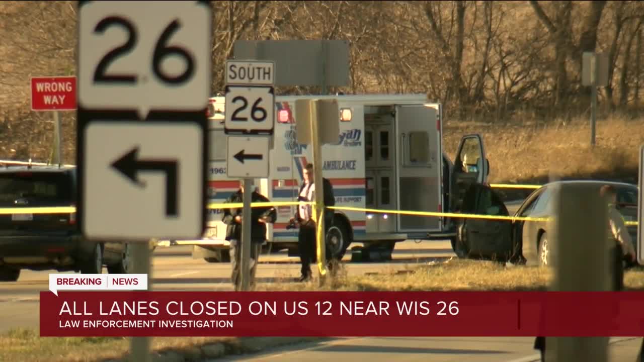 Incident closes all lanes on US12 at WIS26 in Jefferson County