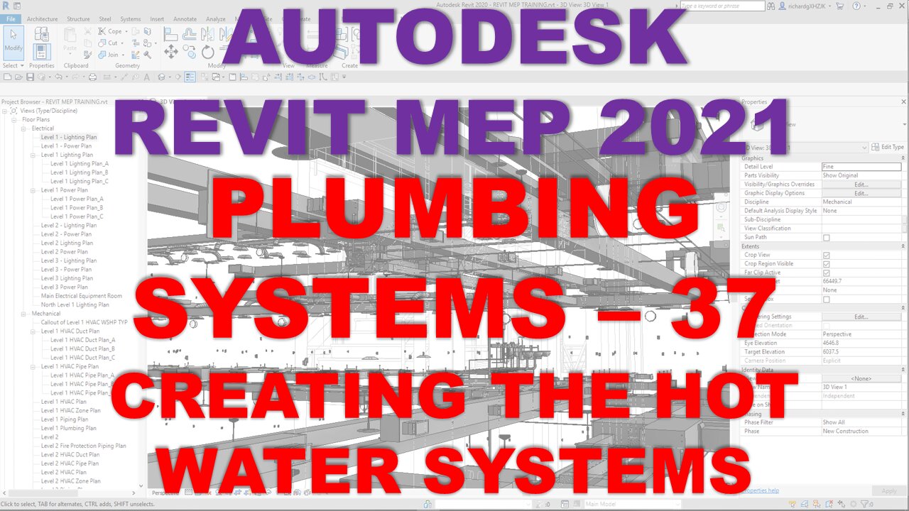 Autodesk Revit MEP 2021 - PLUMBING SYSTEMS - CREATING THE HOT WATER SYSTEM