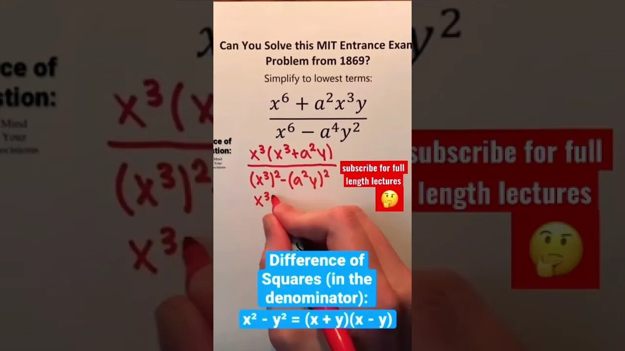 MIT Entrance Exam question. Factoring question of the day. #MIT #math #calculus #algebra #factoring
