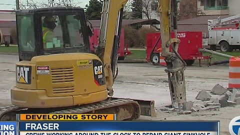 Crews continue to work at Fraser sinkhole