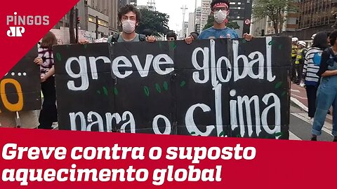 Militantes em greve contra suposto aquecimento global