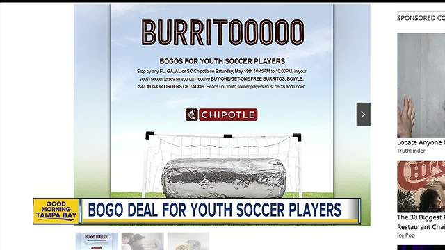 Soccer players can score BOGO deal at Chipotle