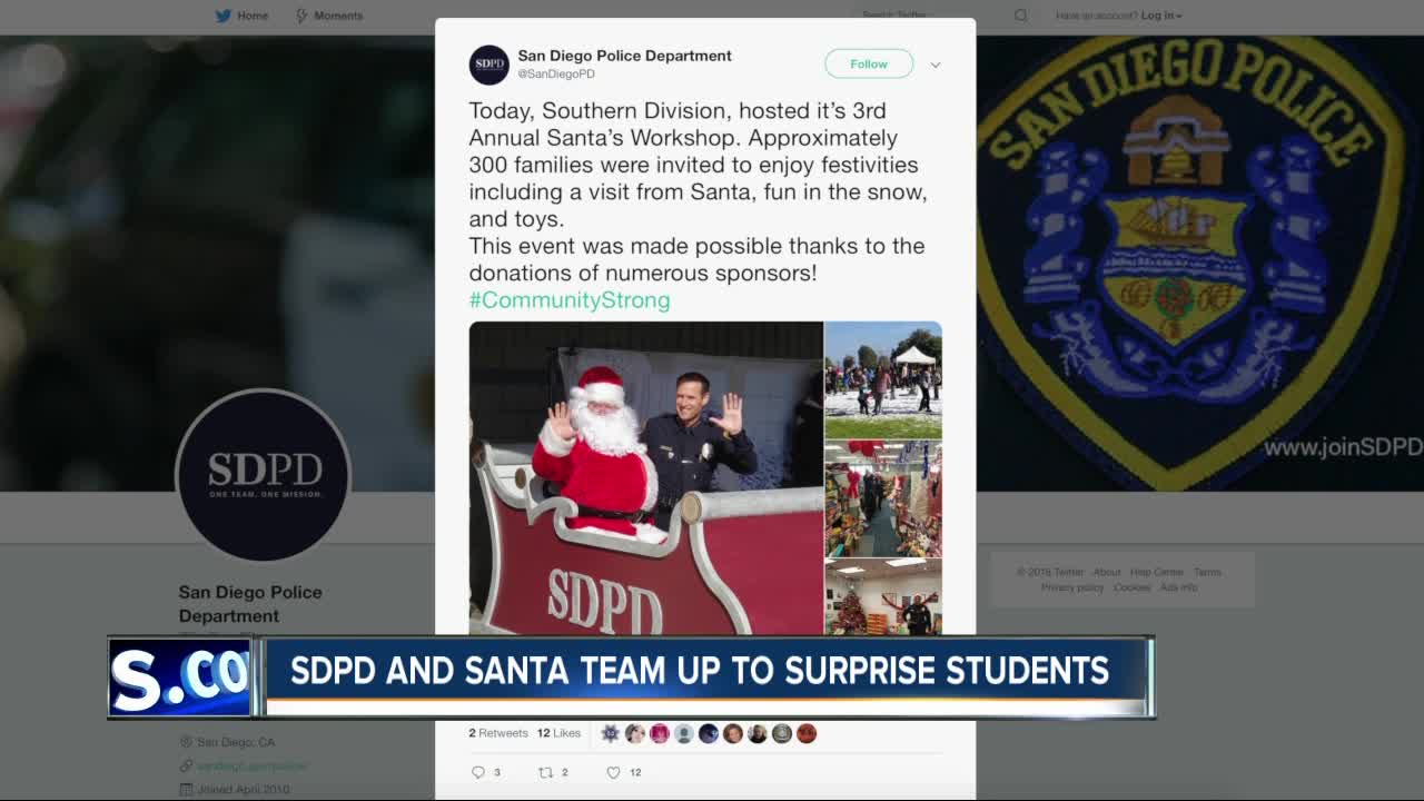 San Diego police, Santa Claus team to surprise local students