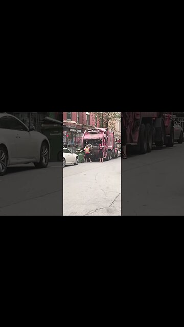 Hardworking garbage collector late Afternoon