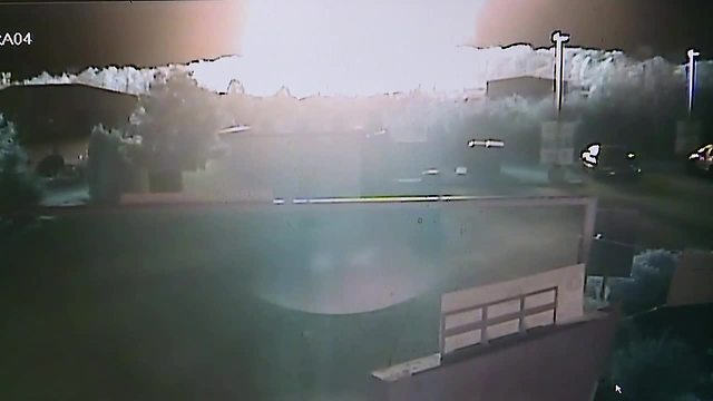 Surveillance video shows explosion, massive fire in Orion Twp.