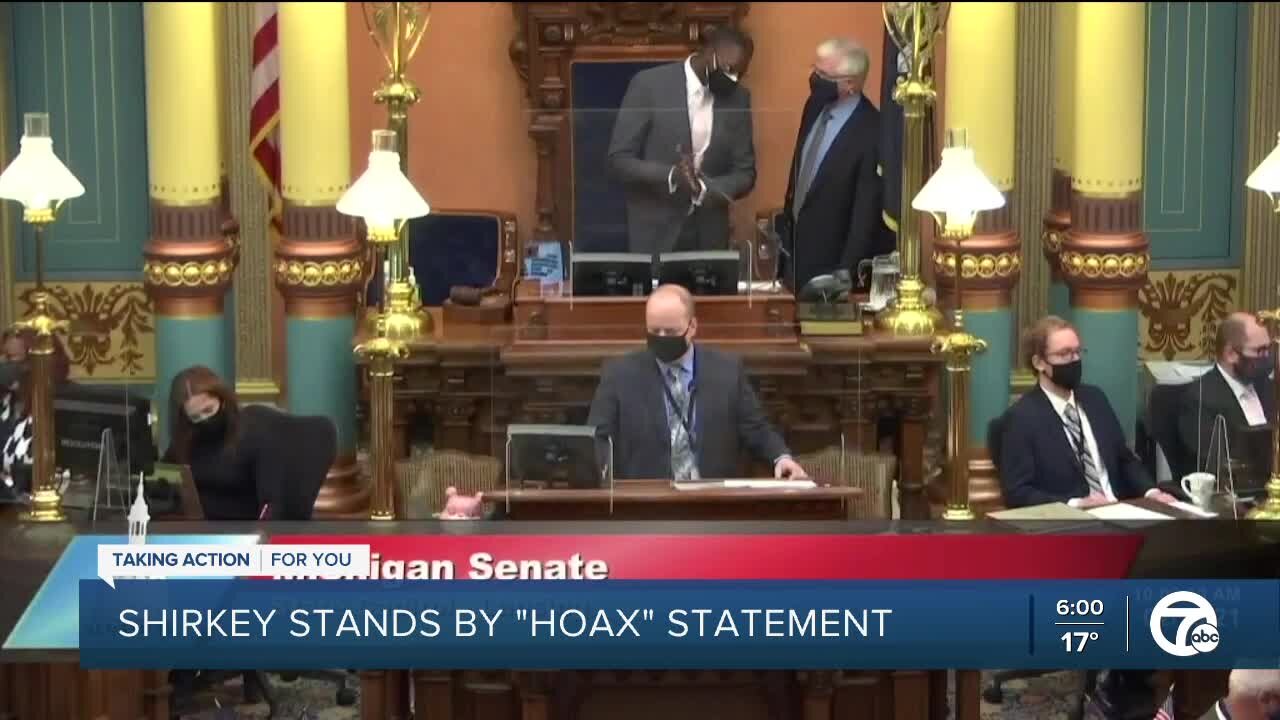 Shirkey caught on hot mic, says he 'stands by' statement calling Capitol riot a hoax