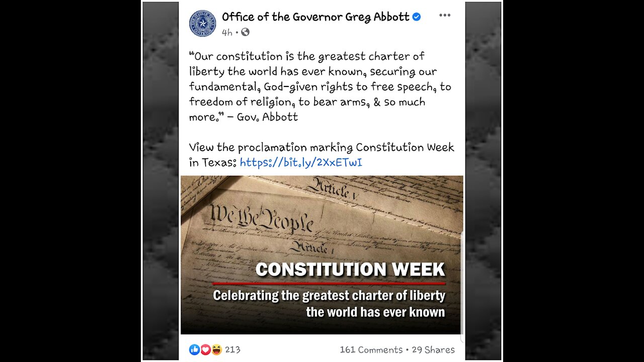 Sept 17 Is Constitution Week / Day In Texas