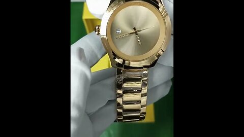 automatic diamond gold watch with exhibition case & an adjustable bracelet