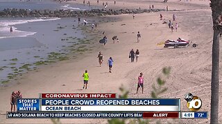 People crowd reopened beaches