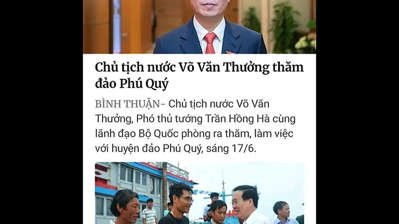 "TRONG NƯỚC" - "CHỦ TỊCH NƯỚC VÕ VĂN THƯỞNG THĂM ĐẢO PHÚ QUÝ" #shorts