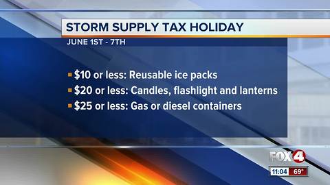 Storm supply tax holiday