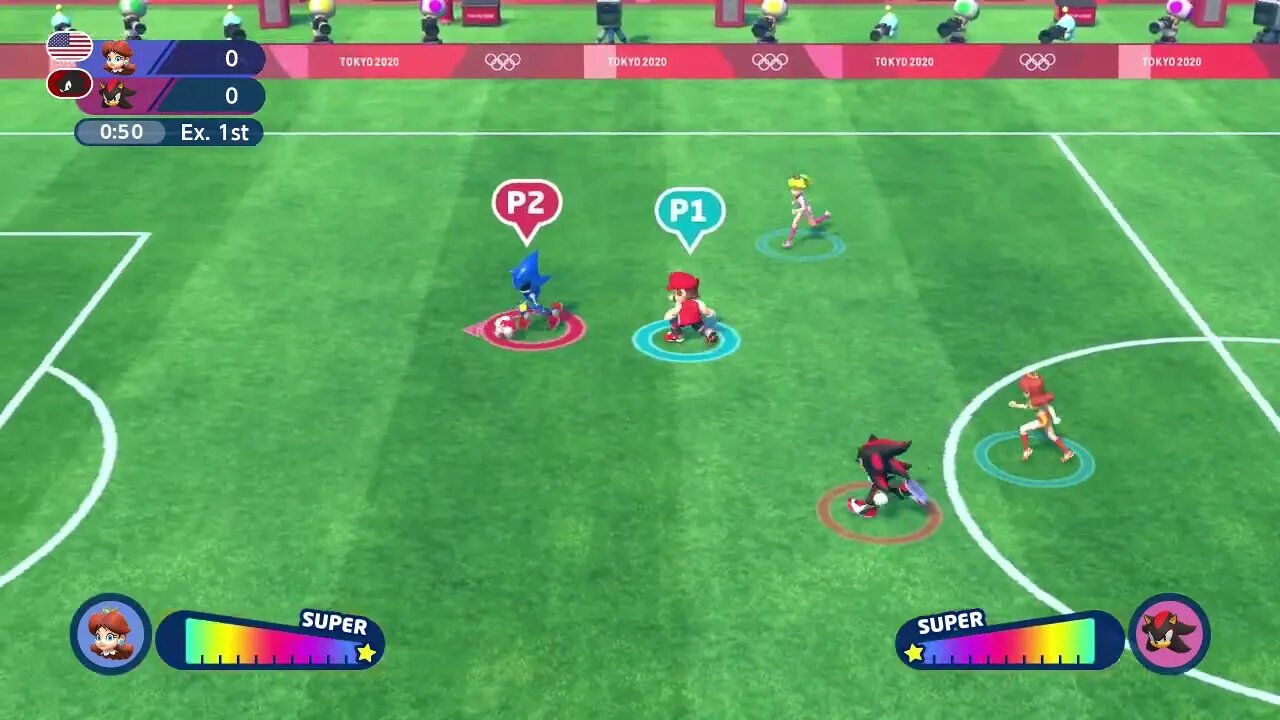 Brother vs sister on Mario and Sonic Olympic games Soccer match