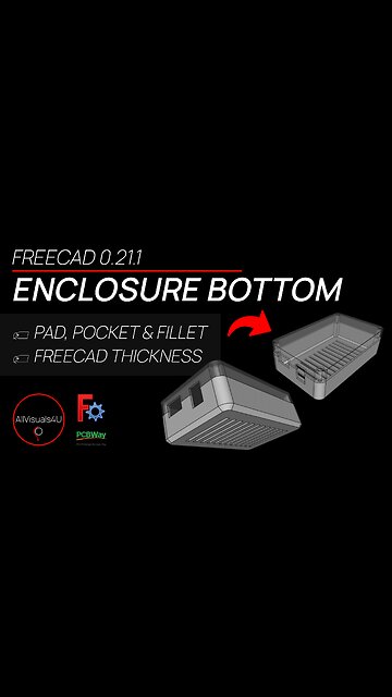 🧰 FreeCAD Electronic Enclosure Bottom - FreeCAD Thickness - FreeCAD 3D Models