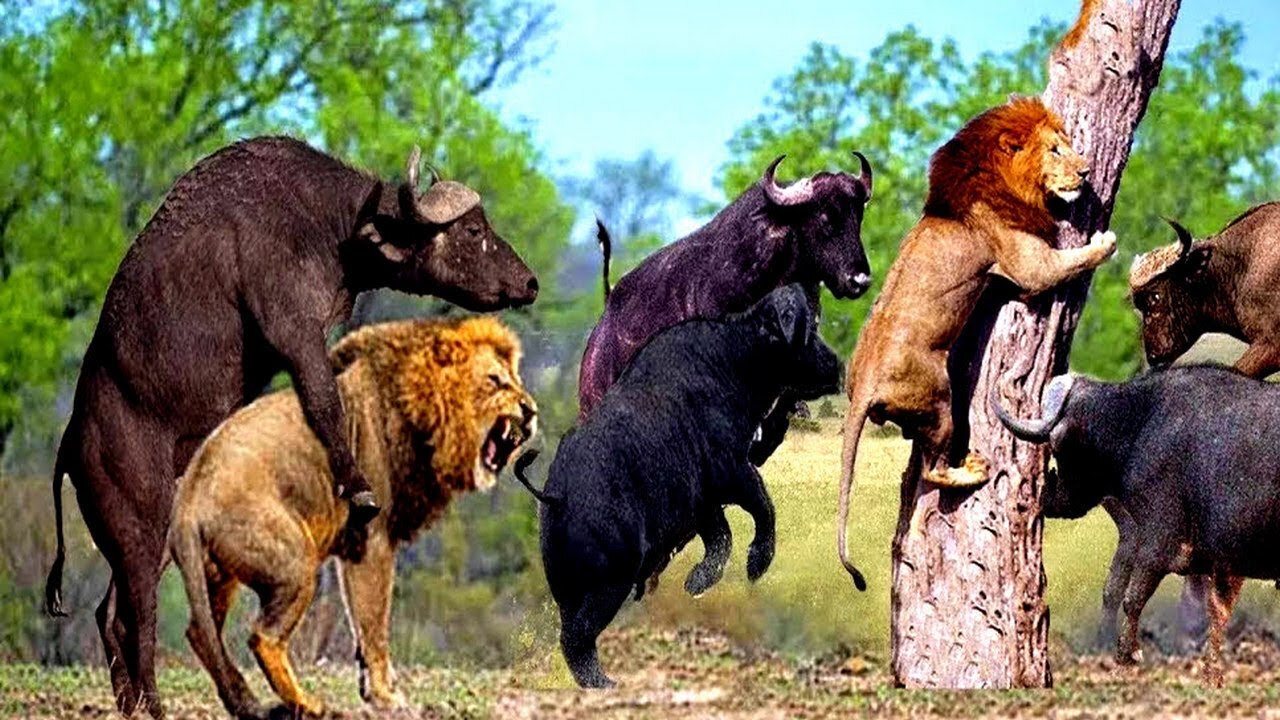 Lion vs Buffalo Battle