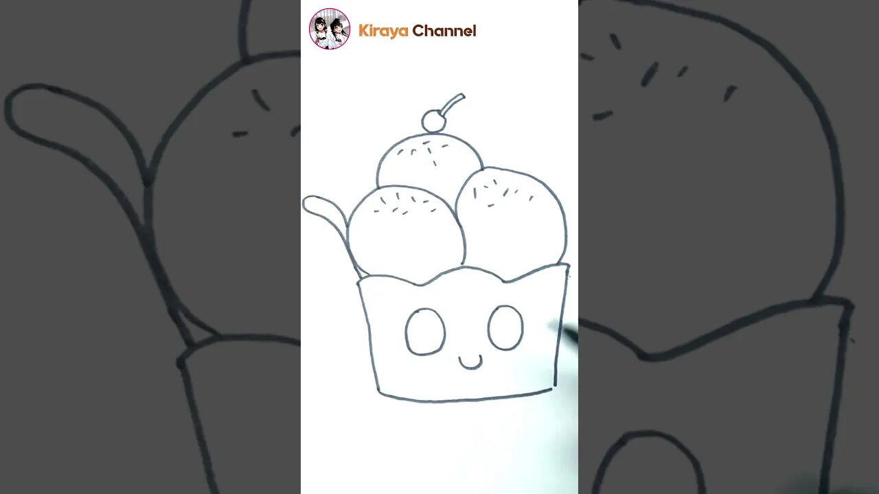 how to draw ice cream cute 3 #shorts #howtodraw #icecream #kawaii