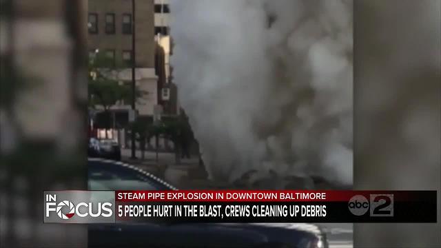 Road closed after steam pipe explosion in downtown Baltimore