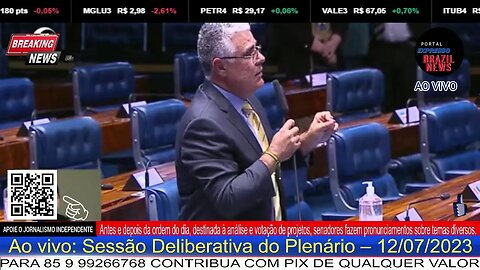 Ao vivo: Sessão Deliberativa do Plenário – 12/7/23