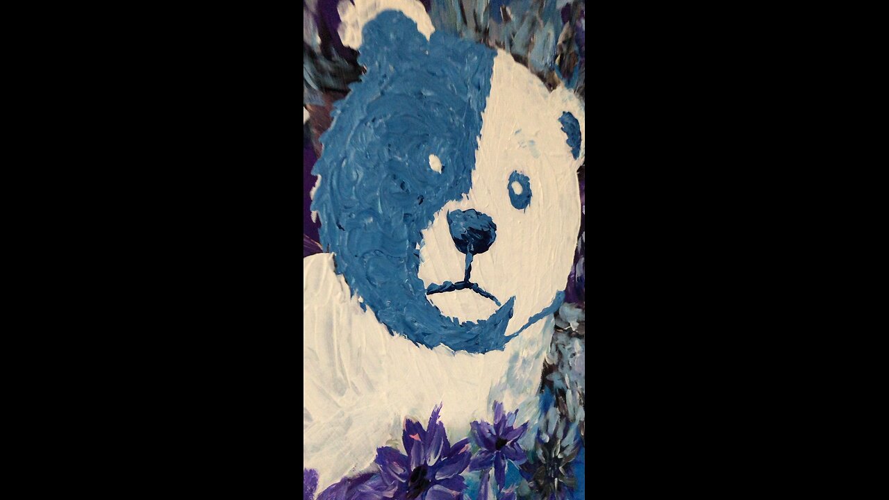 “Blue Blooming Bear” acrylic painting