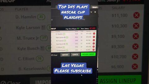 Dreams NASCAR CUP LAS VEGAS DFS Today Slate 10/16 Daily Fantasy Sports Strategy DraftKings TOP PLAYS