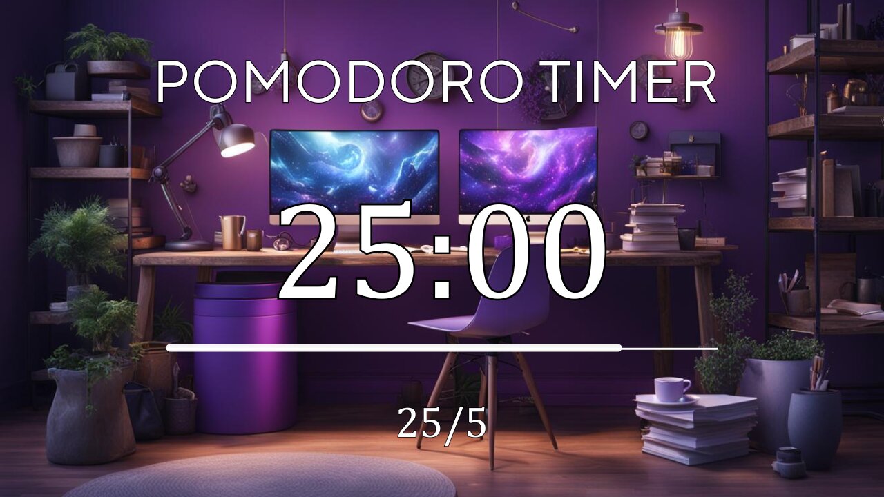 Purple Pomodoro session 25/5 💜 Jazz music for Relaxing, Studying and Working 💜