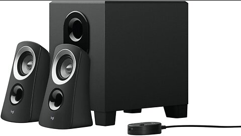 Logitech Z313 2.1 speaker system with subwoofer, 50 watts peak power, 3.5mm input, headphone ja...