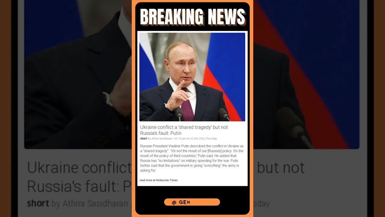 Sensational News | Putin Addresses Ukraine Conflict: 'It's a Shared Tragedy, Not Russia's Fault'