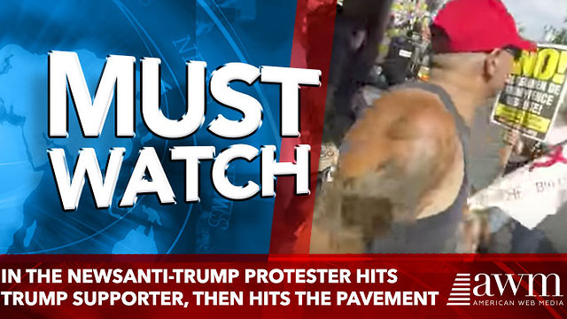 IN THE NEWSAnti-Trump Protester Hits Trump Supporter, Then Hits the Pavement