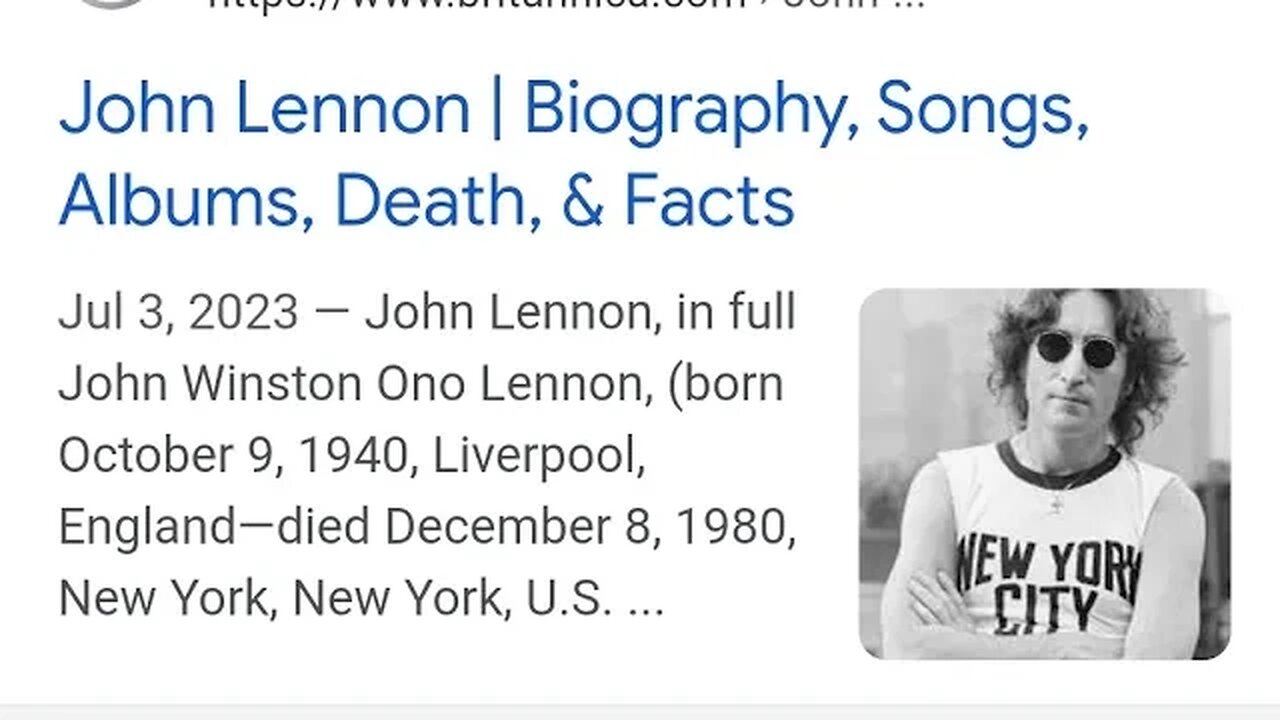 AMERICA NO 1 LEGEND John Winston Ono Lennon, (born October 9, 1940, Liverpool,
