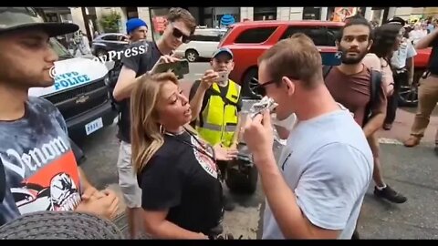 He walked up to protesting Animal rights activists and started eating his kebab.