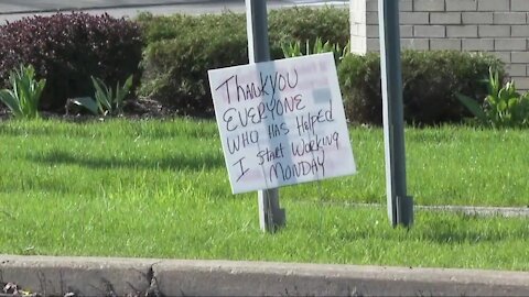 Once a fixture on a West Seneca corner, man leaves sign behind saying he's found a job