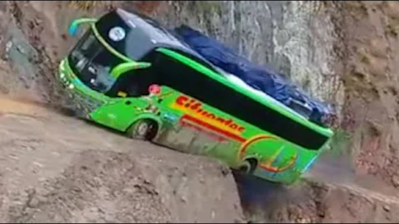 Crazy Bus VS Dangerous Roads | Bus Nearly Falls off Cliff, Crossing Extremely Muddy & Steep Hill