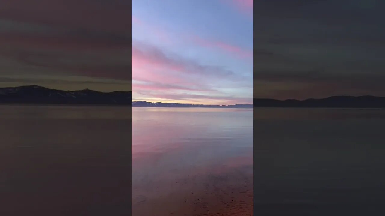 Rainbow on the lake at south shore beach at #laketahoe #shorts