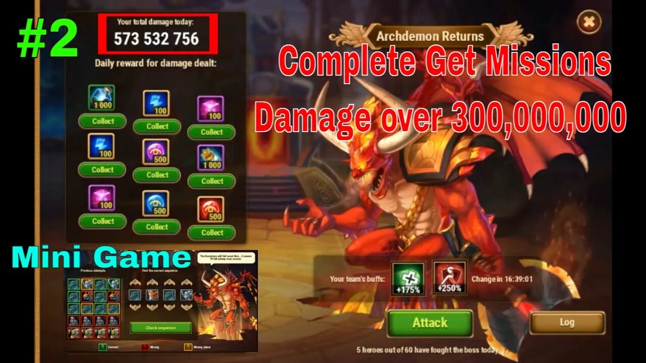 Archdemons are back! Playing mini game and Complete Get Damage over 300,000,000 Points