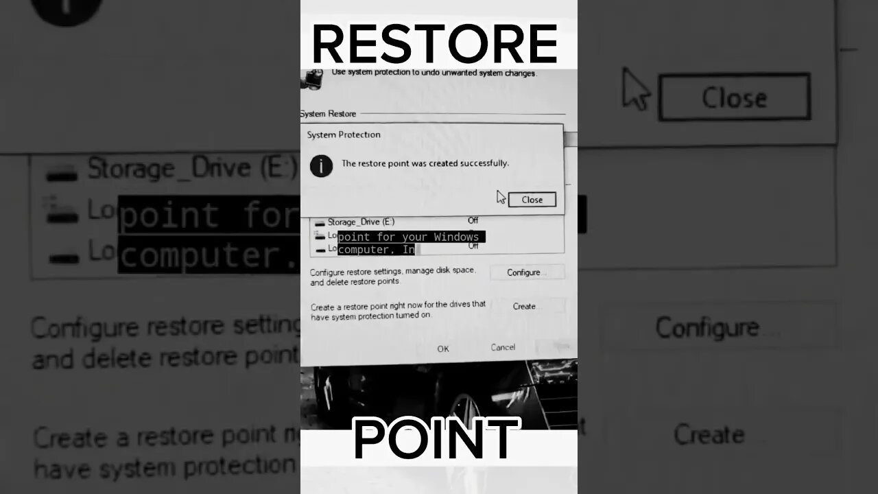 how to create restore point to your pc