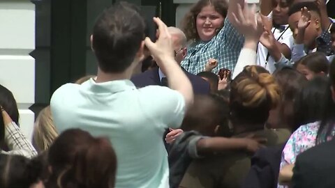 A Staffer's Child Unsuccessfully Attempts To Wrangle A Wandering Biden Back Into The Oval Office