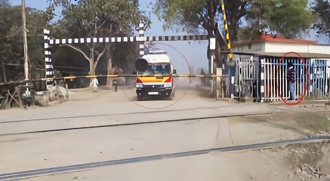 Gateman Reopens The Gate To Pass Ambulance With Serious Patient And Train Applied Brakes