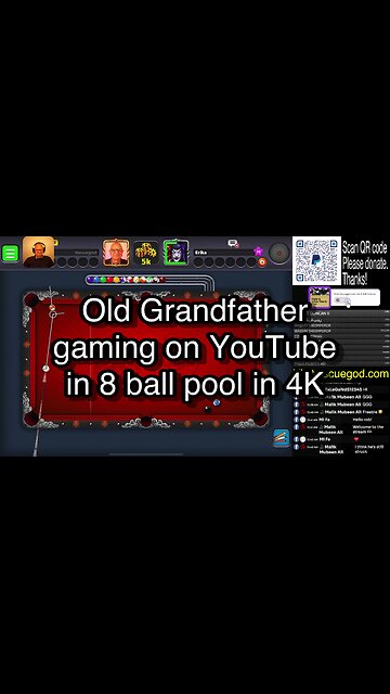 Old Grandfather gaming on YouTube in 8 ball pool in 4K 🎱🎱🎱 8 Ball Pool 🎱🎱🎱