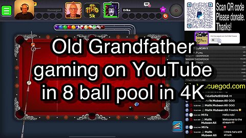 Old Grandfather gaming on YouTube in 8 ball pool in 4K 🎱🎱🎱 8 Ball Pool 🎱🎱🎱