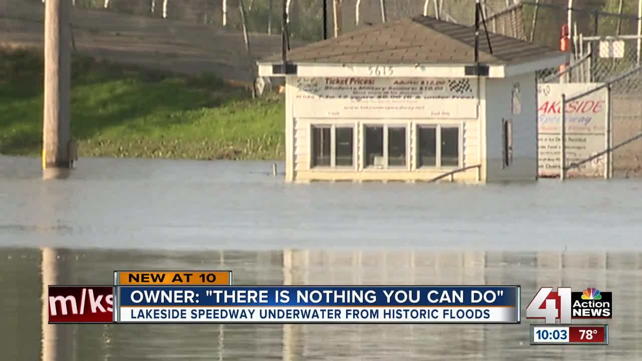 Lakeside Speedway underwater from historic floods