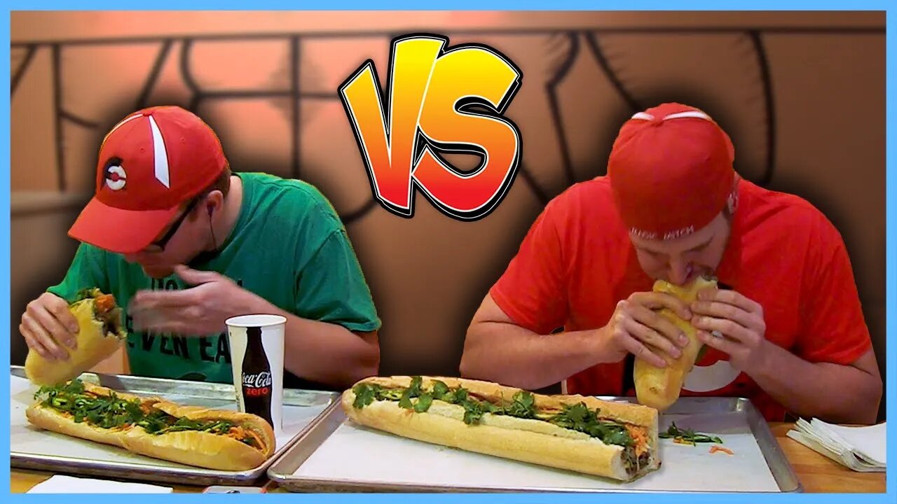 Eating a GIANT Bahn Mi Sandwich Challenge AGAINST My Eating Rival!