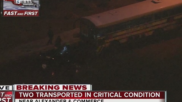 2 critical after crash involving school bus in North Las Vegas