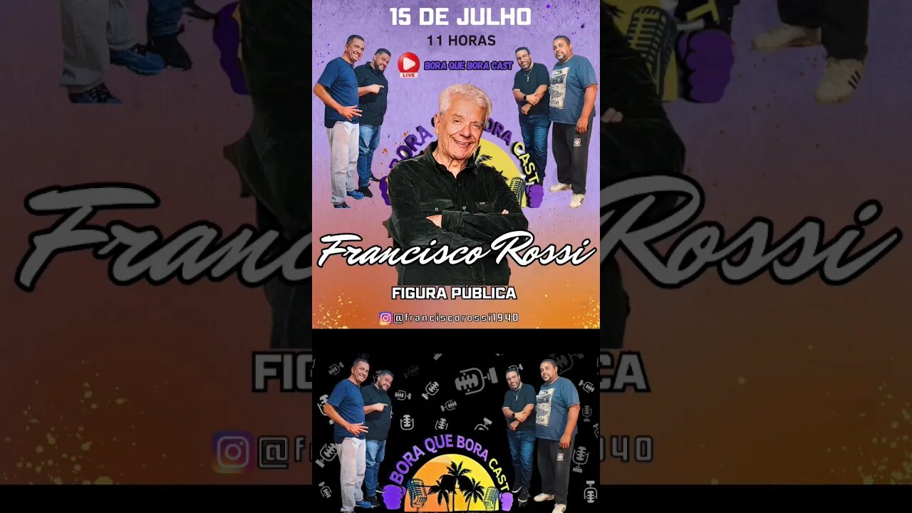 Próximo sábado dia 15 live com Francisco Rossi. #brasil #instagood #instagram #youtube