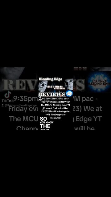 The MCU'S Bleeding Edge is Livestream REVIEWING 1998 Film Desperate Measures TONIGHT! #andygarcia