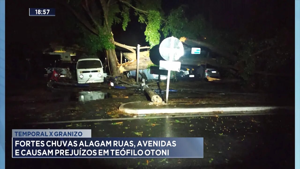 Temporal x Granizo: Fortes chuvas alagam avenidas e ruas causando prejuízos, em Teófilo Otoni.