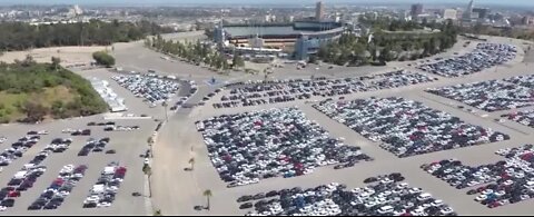 Thousands of unused rental cars at Dodger Stadium